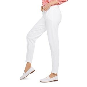 NYDJ Pleated Cuffed Ankle Carrot Leg White Jeans Size 4